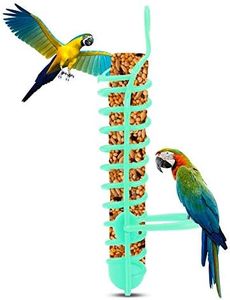 Fdit Parrots Feeder Basket Plastic Food Fruit Feeding Perch Stand Holder for Pet Bird Supplies Fruit Vegetable Millet Container(Green)