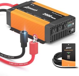 Ampeak 2000W Inverter with Anti-Spark Waterproof Cable Power Inverter Conversion Efficiency 89.37% Inverter 12V to 110V 3AC Outlets Dual 5V/3.1A USB Ports Modified Sine DC to AC Inverter for Vehicles