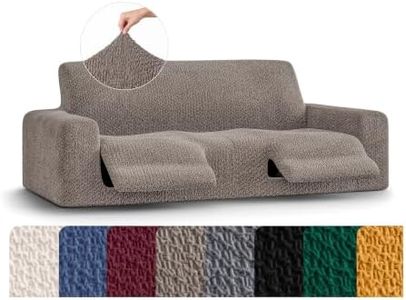 PAULATO BY GA.I.CO. Recliner Sofa Cover - Reclining Couch Slipcover - Soft Polyester Fabric Slipcover - 1-Piece Form Fit Stretch Furniture Protector - Velvet Collection - Brown (Recliner Sofa)