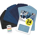 CAREGY Iron on Patches for Clothing Repair, Denim Patches Iron on, 4 Shades Jean Patches Repair Decorating Kit 24PCS Iron on Patch Size 3" by 4-1/4" (7.6 cm x 10.8 cm)