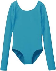 MdnMd Toddler Girls Basic Long Sleeve Dance Ballet Leotard Outfit Bodysuit Gymnastic (Truffle-Green, AM19, Age 2-4 / 2t,3t)