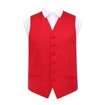 DQT Plain Satin Classic Glossy Wedding Waistcoat Vest Suit for Men - Red 38"