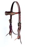 BLACK HOOF | Turquoise Painted | Tooled American Leather Browband Headstall with Turquoise Enameled Arrow Buckle| Barrel Racing