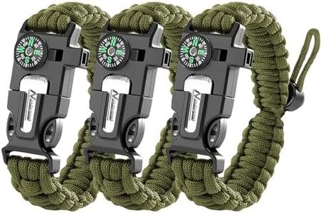 NVioAsport Paracord Survival Bracelet (3 Pack) - Adjustable with Fire Starter, Whistle, Compass - Survival Gear for Hiking, Camping, Fishing, Gifts for Men Dad Husband