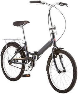 Schwinn Hinge Adult Folding Bike, Mens and Womens, 20-inch Alloy Wheels, Single Speed Drivetrain, Rear Cargo Rack, Carrying Bag Included for Storage, Grey