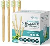 Pruvade 36 Pack Disposable Bamboo Toothbrushes with Toothpaste Built in - Prepasted Toothbrushes Individually Wrapped - Single Use Waterless Tooth Brush with Soft Bristles for Airbnb, Camping, Travel