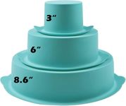 Webake Round Cake Pan Set Silicone Cake Molds Baking Pans for 3 Tier Cake Layer Tin, 8 Inch, 6 Inch, 3 Inch for Birthday, Wedding Anniversary, Halloween, Christmas Party