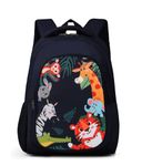 Frantic Waterproof Polyester 26 L School Backpack with Pencil/Staionery Pouch School Bag Daypack Picnic Bag For School Going Boys & Girls (Bk_Blue_Animals_24_A)