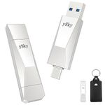 ySky 256GB USB 3.2 SSD Solid State Flash Drive,500MB/s High Speed 2-in-1 USB C+ USB A 3.2 Gen2 Thumb Drive, OTG Photo Stick for USB-C iPad/Android Phone/Laptop/Mac/Tablet with Keychain Leather case