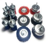 Signi 12 Pack Nylon Bristle Filament Abrasive Brush Drill Wheel and Cup Brush Set with 1/4 Inch Shank, Surface prep Remove Rust/Corrosion/Paint (2.5" Wheel, Straight Shank)