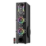TRONICA Banjo 60W Bluetooth Tower Speaker with RGB Lights (24-Inch Height) | Made in India Home Theatre System for Smart TV | 5.5-Inch Deep Bass Woofer, Karaoke Mic Support, FM, USB