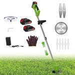 Cordless Strimmer,21V Electric Grass Strimmer with 2x1500mAh Battery,3 Types Blades,Telescopic Garden Strimmer for Lawn Care and Weed Pruning