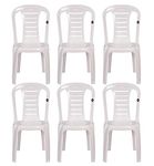 PETALS Leo Plastic Dining Chairs Set of 6 | PVC Fiber Armless Stacking Chair for Dining Room, Outdoor, Restaurants & Cafe | 100% Pure Virgin Plastic with UV Protection | Capacity Upto 150kgs | White