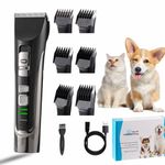 Joyyko Electric Dog Grooming Clipper Kit,Dog Clippers Professional,cat grooming,Cordless Pet Trimmer,Low Noise Rechargeable for Thick Hair with 6 Combs, Waterproof, Fast Charging,for Dogs & Cats