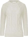 AJFASHION Women Jumpers New Ladies Long Sleeve Chunky Cable Knitted Jumper Crew Neck Winter Sweater Top UK Size 8-22 Cream