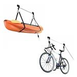 Onefeng Sports Kayak Lift Hoist Bike Ceiling Lift Hoist Overhead Rack Garage Storage Canoe Lift with 100 lb Capacity Even Works as Ladder Lift and Bike