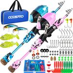 ODDSPRO Kids Fishing Pole - Kids Fishing Starter Kit - with Tackle Box, Reel, Practice Plug, Beginner's Guide and Travel Bag for Boys, Girls