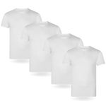 FM London (4-Pack) Men's Organic T-Shirt - Medium Weight Men's T-Shirts Multipack Ideal for Every Day Wear - Tag Free, Comfortable, Soft, White, 3XL