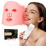 Mlriyl LED Face Mask 324 LEDs Red Light Therapy Mask, Calm Clear Looking Skin, 7 Light Modes & 3 Brightness Levels, Rechargeable Remote with 2000mAh Battery, Suitable for Both Home and Travel