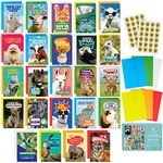 48 Funny Thank You Cards with Colorful Envelopes and Gold Stickers - Bulk 4x6” Boxed Set for Employee Appreciation Cards, Kids, Friends, Staff and Customers - Cute Animal Designs