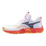 Mizuno Unisex-Adult Wave Momentum 4 Elite Volleyball Shoe, White-Fiery Coral, 12 Wide Women/10.5 Men