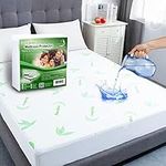 King Mattress Protector, Premium Waterproof & Breathable Bamboo Mattress Cover with Deep Pockets Up to 21'', Bedding Aid