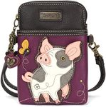 CHALA Crossbody Cell Phone Purse-Women Canvas Multicolor Handbag with Adjustable Strap, Pig - Purple, Crossbody Bag