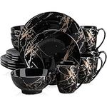 LOVECASA Black Plates and Bowls Set