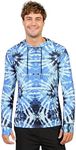 INGEAR Sun Shirts for Men - Lightweight SPF 50+ UV Protection Hoodie with Pocket for Fishing, Running, Hiking, Swim Rashguard, Blue Tie Dye, Large