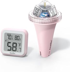 RAINPOINT Anti-Fog 360° Reading 3 Large Letters Displays Wireless Digital Pool Thermometer Floating,Dual-Layer IP68 Waterproofing Remote Temperature Monitor Easy Read Hot Tub SPA Inflatable Pool-Pink