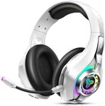 2.4GHz Wireless Gaming Headset for PS5/PS4/PC/Switch, 45H RGB Lights, White | Xbox One Gaming Headphones with ENC Mic, 7.1 Surround Sound, 40mm Drivers, <20ms Low Latency, 276g Lightweight, Memory Foam