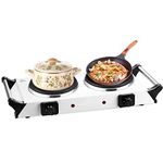 Portable Electric Cooker Hometronix Double Hob Hot Plate Table Top 2500w White