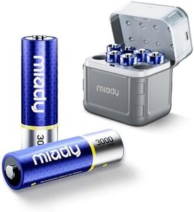 Miady 8-Pack Rechargeable Lithium AA Batteries with Fast Charger, 1.5V 3000mWh High Capacity Lithium Double A Batteries with 2000+ Cycles