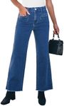 GRAPENT Blue Pants Women Wide Leg High Waisted Jeans for Women High Waisted Pants for Women Plus Size Stretch Jeans Baggy Pants for Women Women Jeans Classic Blue Size XX-Large US Size 20 to Size 22