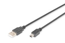 DIGITUS 1m USB 2.0 A Male - Mini B Male Connection Cable Length - Black