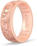 Enso Rings Signature Etched Collection - Classic Etched Silicone Rings - Comfortable and Flexible Design (Flourish - Rose Gold-Colored, 3)