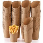 Lawei 100 Pack Kraft Paper French Fries Cup, 16 oz Disposable French Fries Holder, Take-Out Party Baking Supplies Waffle Popcorn Boxes, Charcuterie Cups Containers Wedding Food Cones Holder