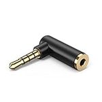 Angle 3.5mm Audio Adapter,CableCreation 1/8 TRRS Stereo Headphone Connector Male to Female Compatible with Headset, Tablets, MP3 Players,Game Controller,Speakers,Black