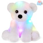 Bstaofy Light up Polar Bear LED Stuffed Animals Night Light Soft Plush Toy Glow in The Dark Gift for Kids on Christmas Birthday Festival Occasions, 9.5'', White