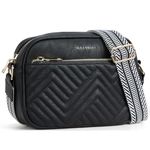 BOSTANTEN Crossbody Bags for Women Vegan Leather Quilted Purses Small Shoulder Bag Ladies Handbags with Wide Strap Black