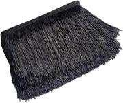 4 Inch Fringe Trim Tassel Trim Fringe for Sewing,10 Yards Polyester Chainette Trimmings Ribbon Lace for Latin Dance Dress Clothes Crafts DIY Clothing Lamp and Pillow Decorations Black