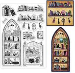 GLOBLELAND Bookshelf Witchcraft Books Clear Stamps for DIY Scrapbooking Magic Bookshelf Literary Theme Silicone Clear Stamp Seals for Journals Decorative Cards Making Photo Album