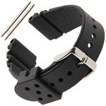 Gilden 22mm Extra-Long Black Polyurethane Sport Watch Strap 017300, fits Seiko Diver watches