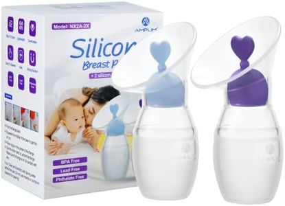 Amplim 2-Pack Food Grade Silicone Breast Milk Collector 4oz/100ml | Manual Breast Pump with Breastfeeding Milk Saver Stopper | FSA HSA | BPA PVC Lead and Phthalate Free | Blue