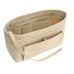 MISIXILE Felt Purse Organizer Insert Handbag Organizer,Tote Bag in Bag Organizer Fits Speedy Neverfull with Handles Keychain-beige,s