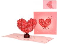 Paper Love 3D Cherry Blossom Pop Up Card, Romantic Love Letter Greeting Anniversary Wedding Valentine Birthday Gift Card Blank Stationery Paper Card For Spring, Mothers Day(Love)