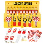 Fineera Lockout Tagout Station with Loto Devices - Lock Out Tag Out Kit Board Include 14 Pack Safety Lock Set, 6 Hasps, 40 Do Not Operate Tags, Lockout Safety Supply for OSHA Compliance