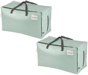 VENO 2 Pack Moving Bags, Moving Boxes, College Packing Supplies Storage Boxes with Lids Alternative, Heavy Duty Dorm Organizer Tote, Extra Large, Sturdy Handles, Zipper (Shiny Light Green, 2 Pack)