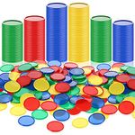 Skylety 400 Pieces Plastic Poker Chips 4 Colors 1 Inch Small Learning Counters Blank Chips Card for Game Play Counting Learning Math Reward (Red, Blue, Green, Yellow)