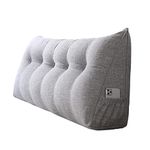 WANKEI Triangular Headboard Pillow,Large Wedge Pillow Decorative Body Throw Pillows Bed Backrest Reading Bolster Lumbar Cushion for Sofa Bed with Removable Cover,Grey-Queen-59(L)x7.8(W)x19.7(H)inch